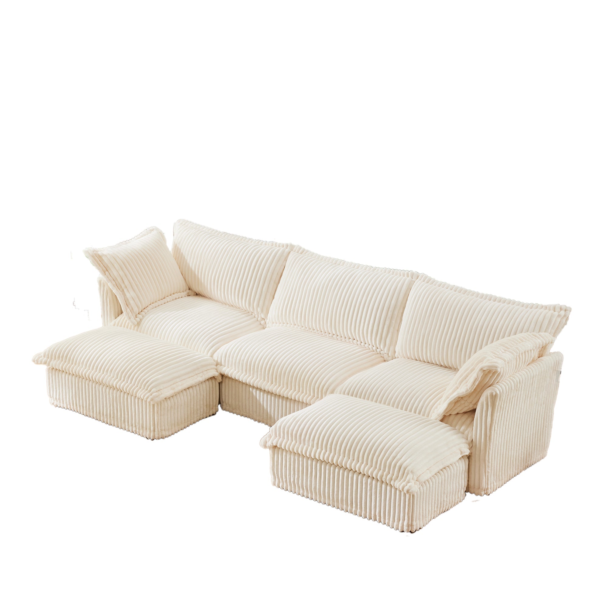 Fluffy 3-Seat Modular Sofa in Corduroy Cream #OttOnly_2 #Fabric_Corduroy Cream