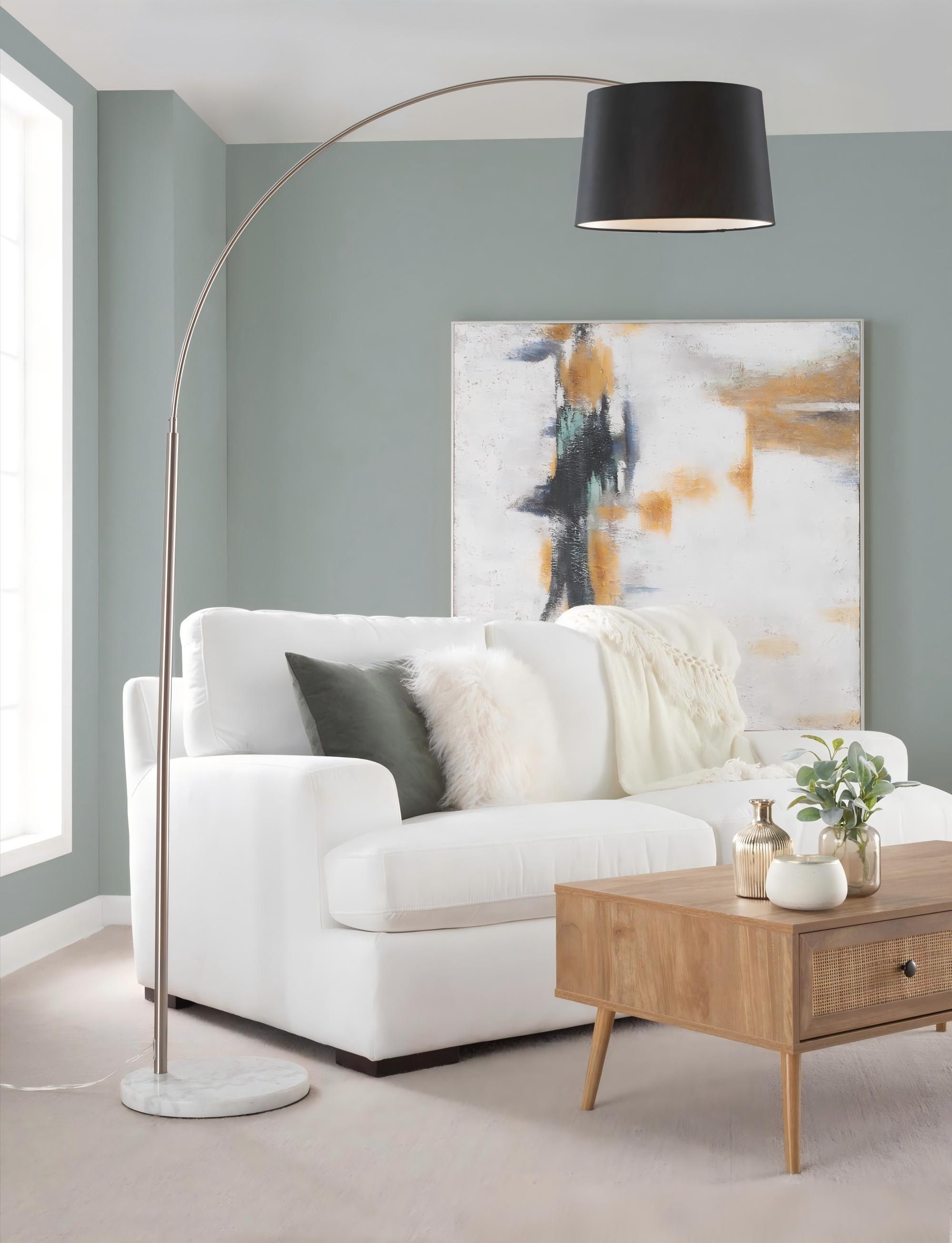 Floor Lamp with Nickel Finish and Black Linen Shade