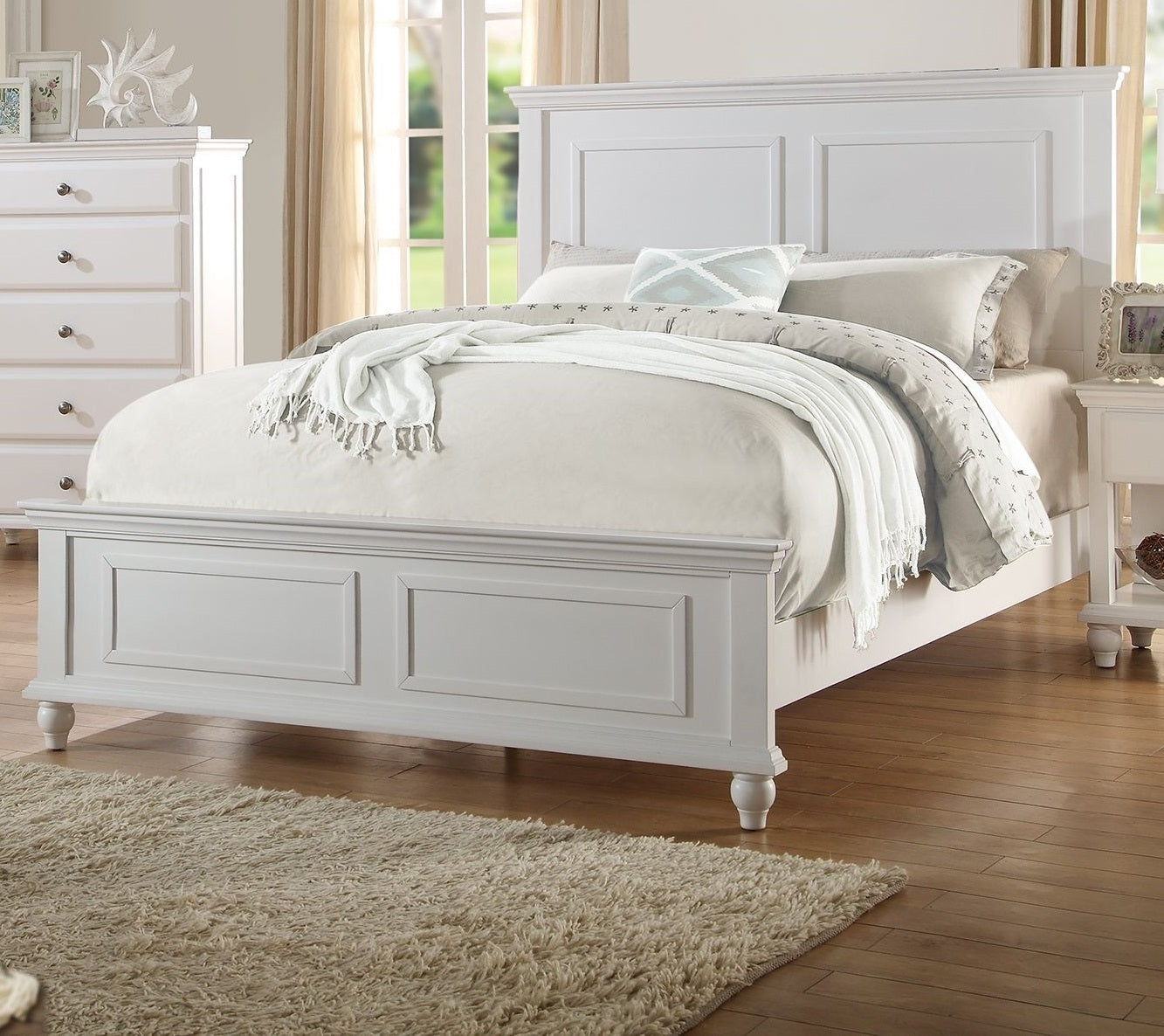California King Panel Bed Frame, White