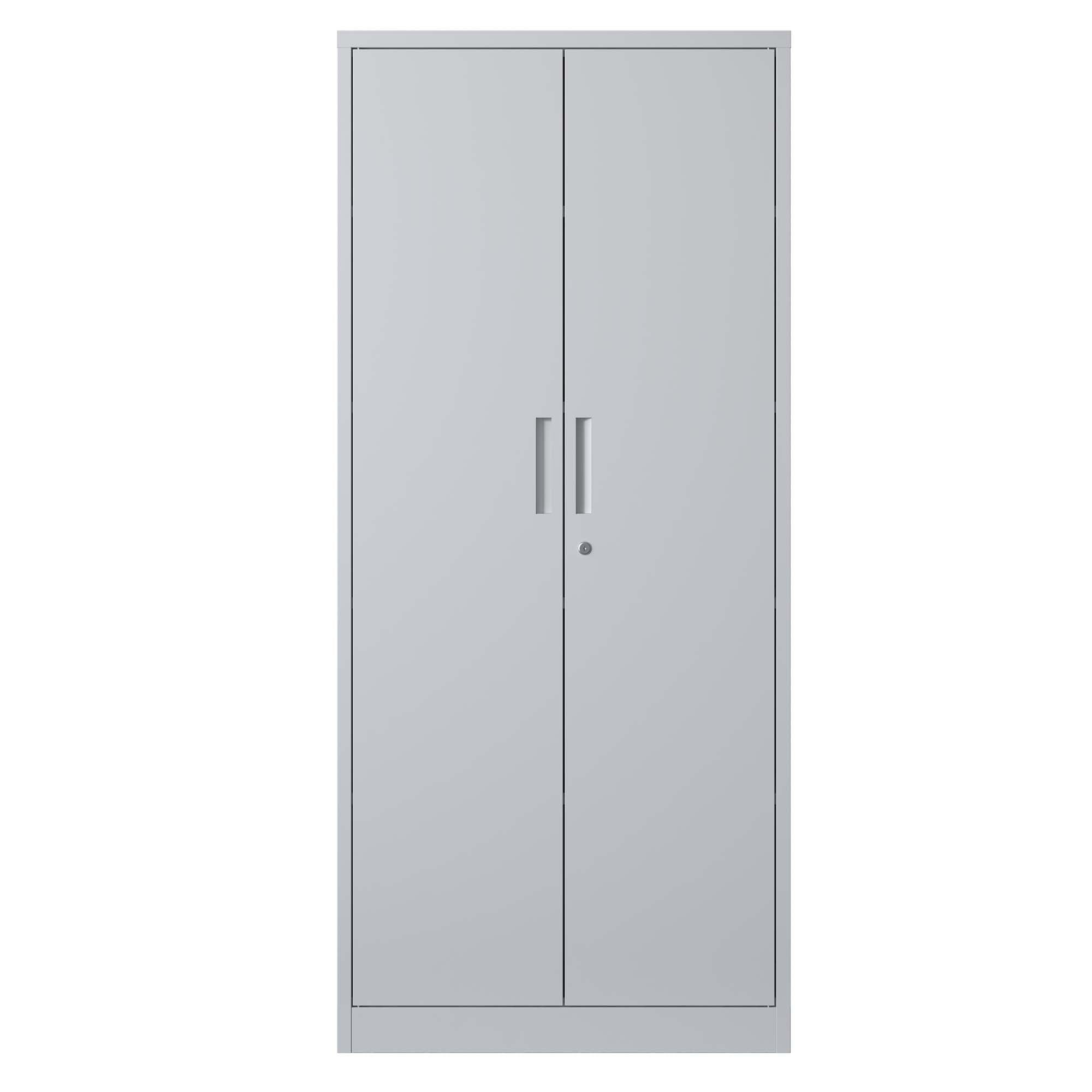 Storage Cabinet with Lock and Adjustable Shelves, 31.5 in, White, Metal