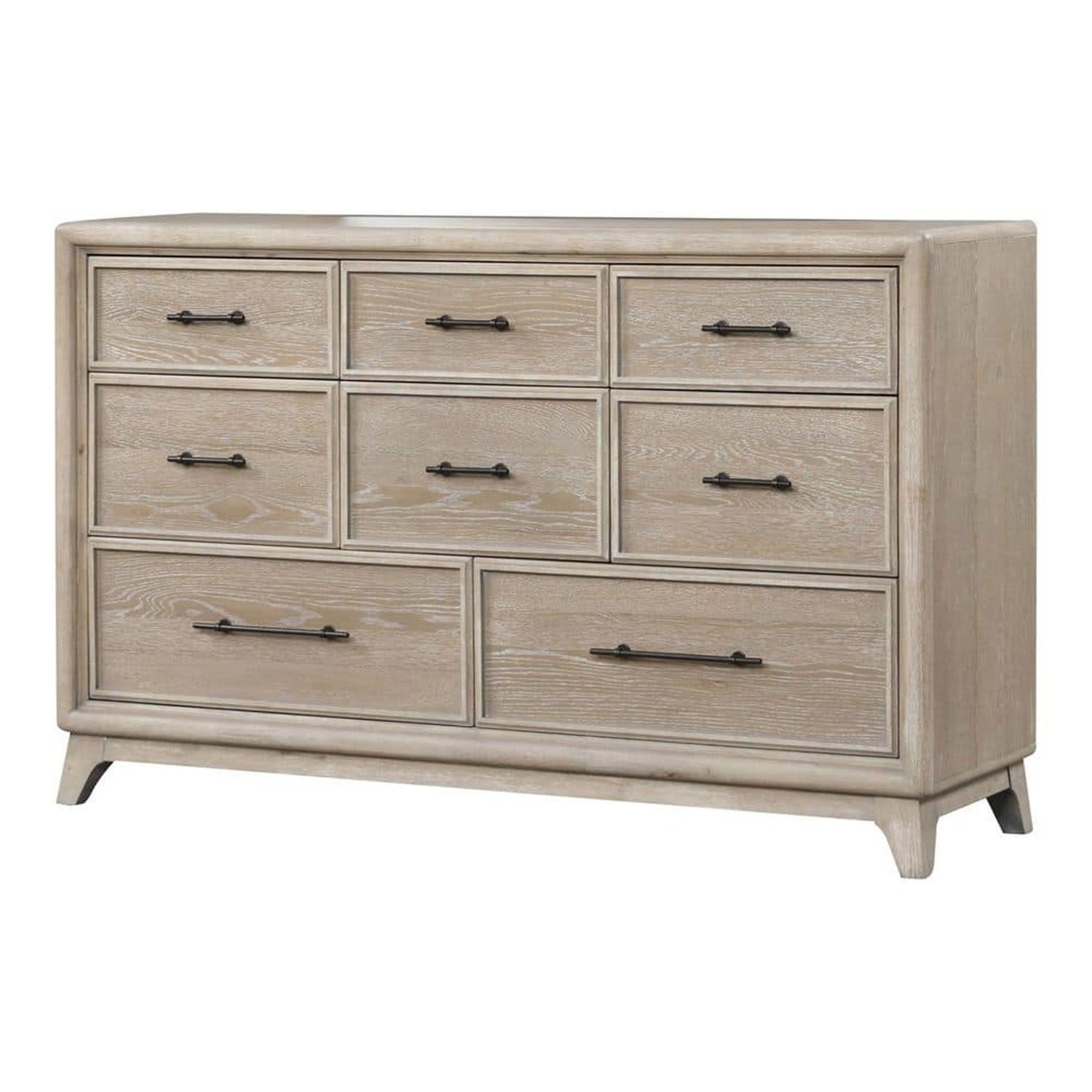 64-Inch Oak Dresser, Solid Rubberwood with Bracket Feet