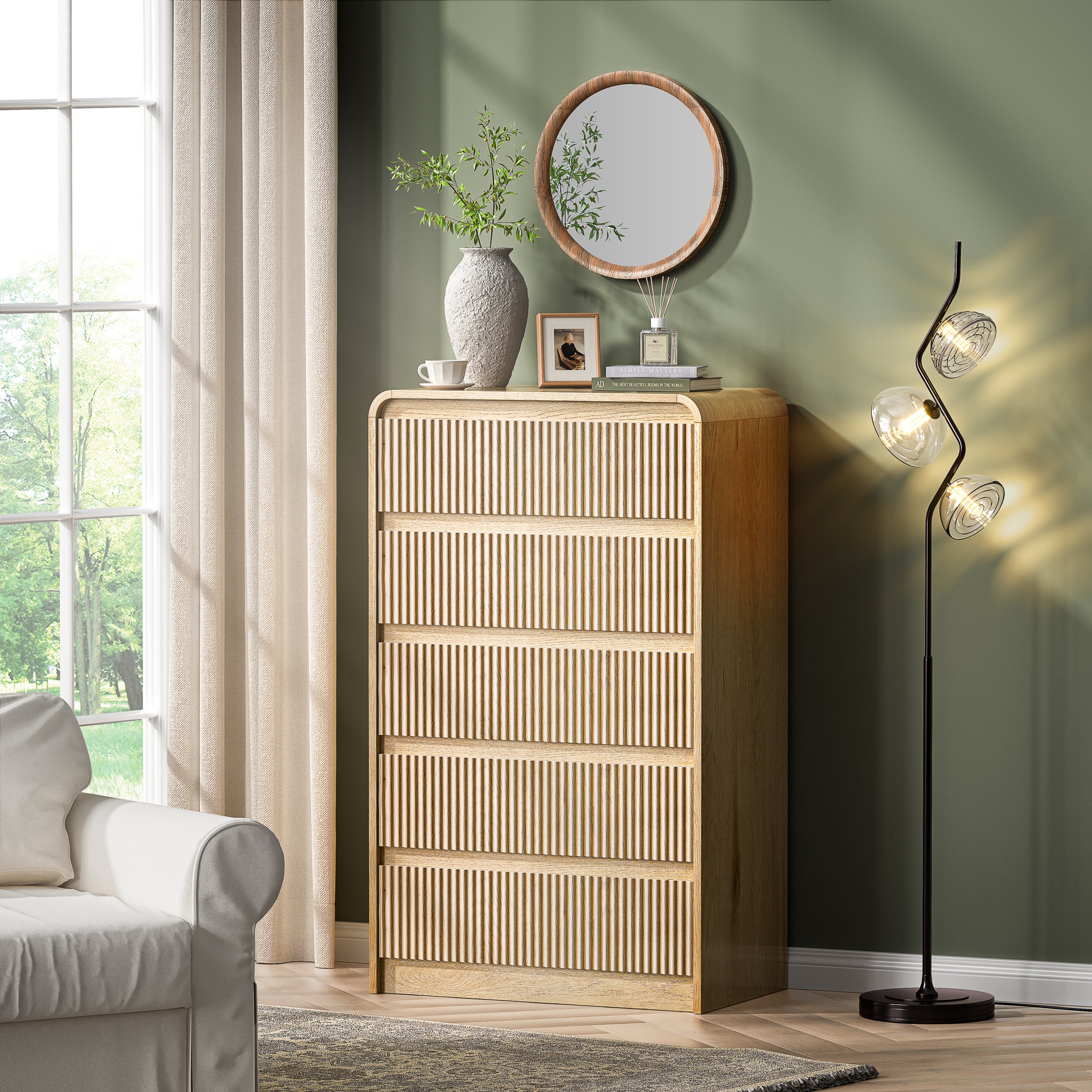 Tall Narrow 5-Drawer Dresser, 45 in High, Tapered Legs