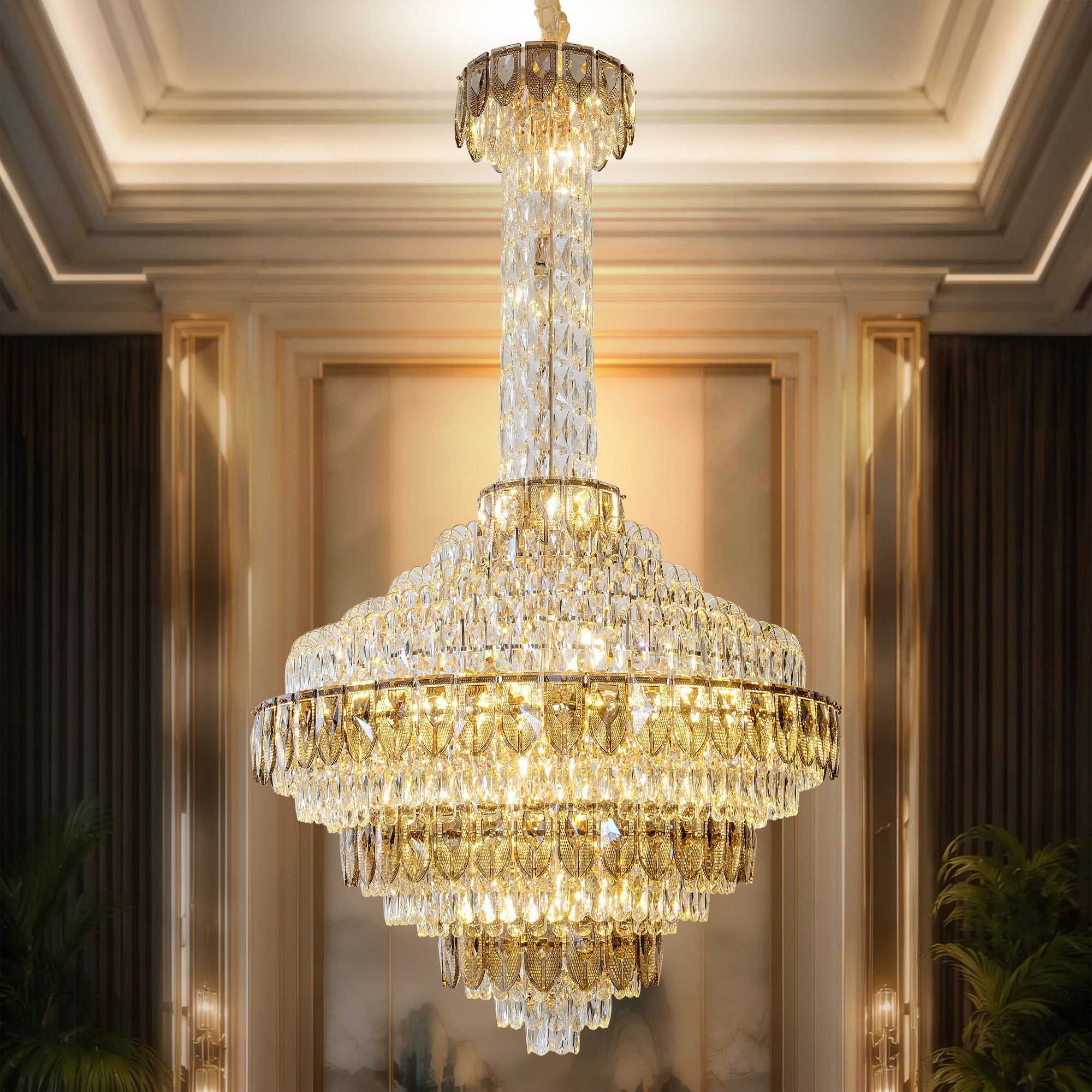 Chandelier, 39-Inch K9 Crystal, Gold Finish