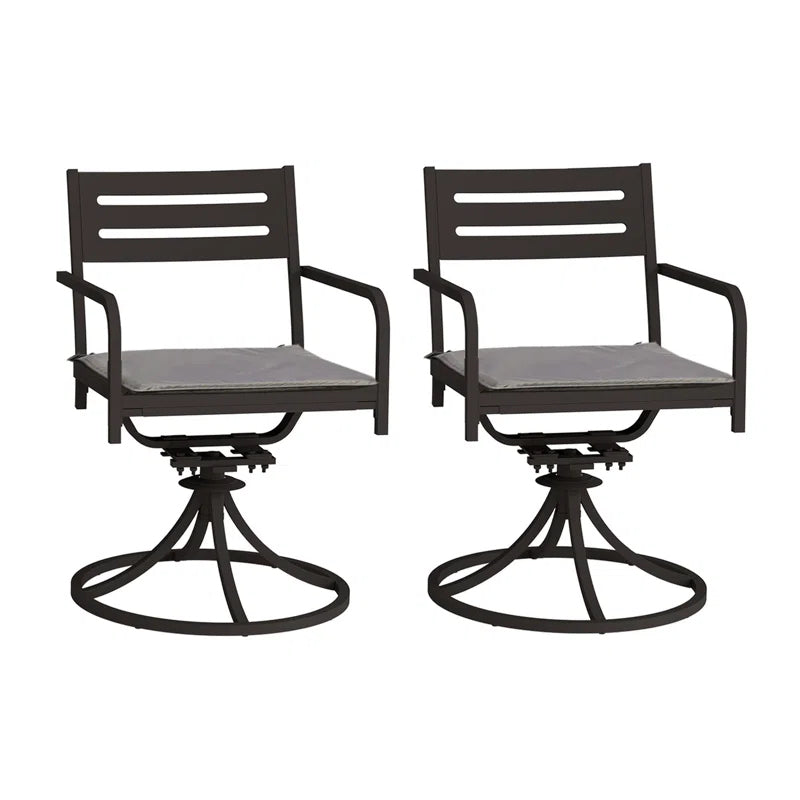 Black Metal Outdoor Swivel Chair, Set of 2