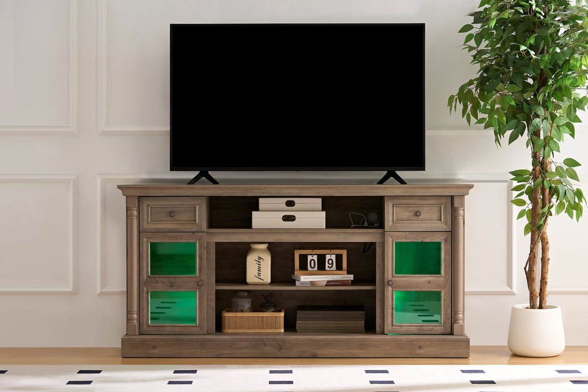 Gray Fireplace TV Stand, LED Lights