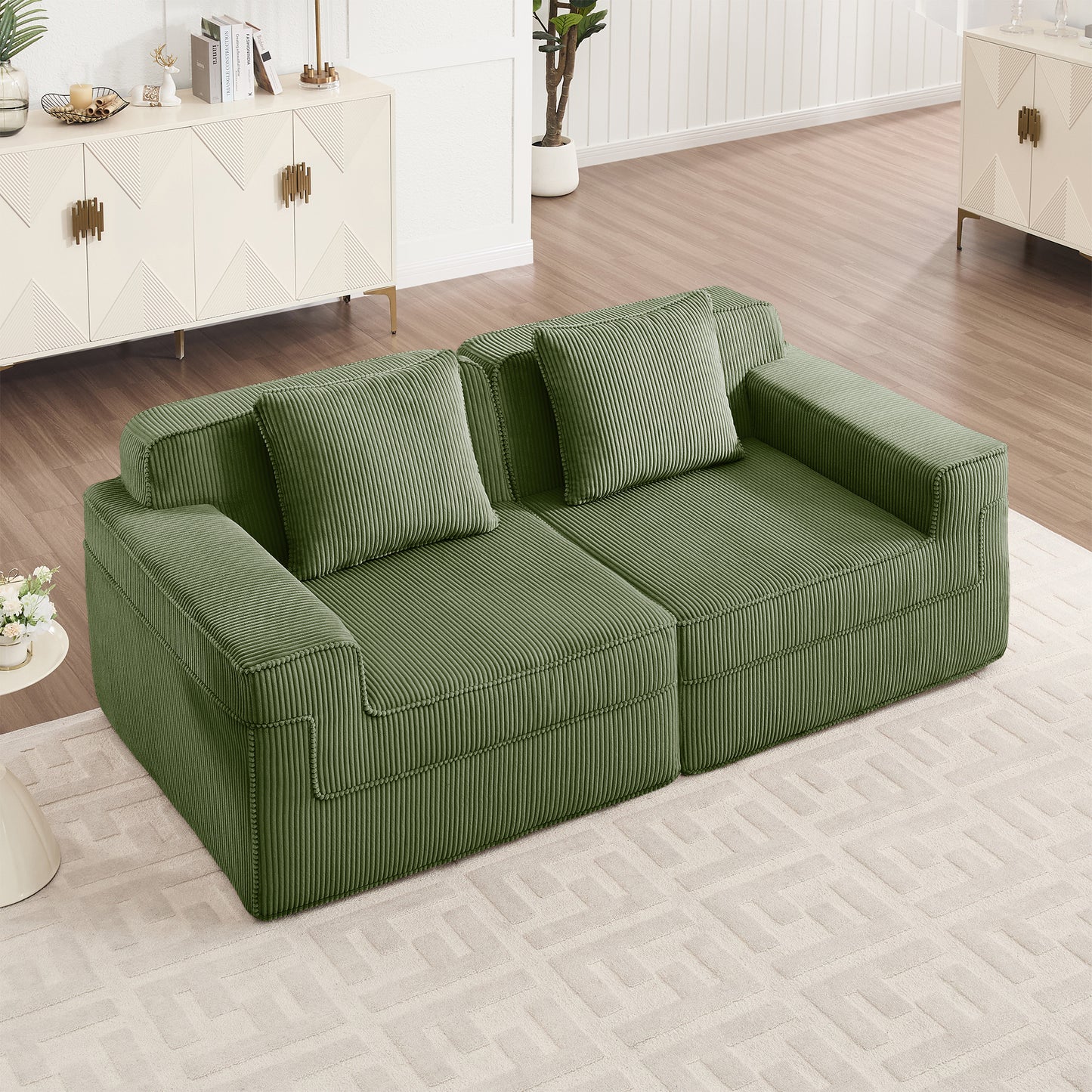 Boneless Couch – 2 Seater, Olive Green