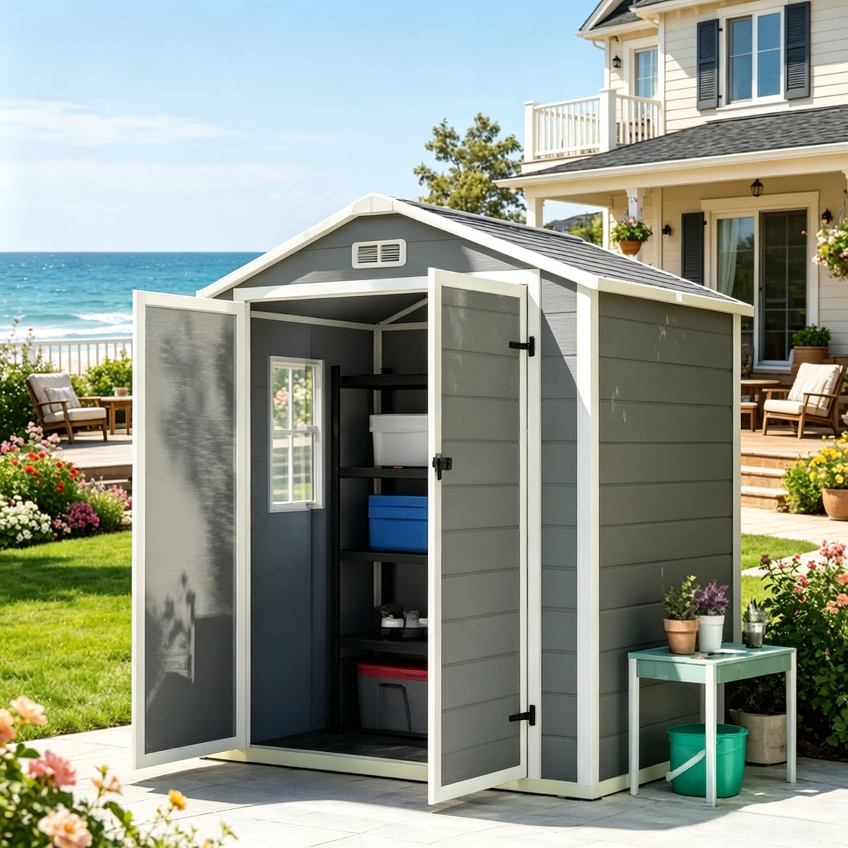 Gray Aluminum Storage Shed