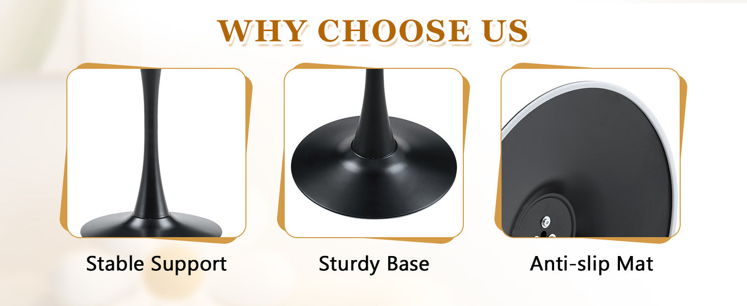 Feature graphic titled why choose us with three rounded base-detail boxes