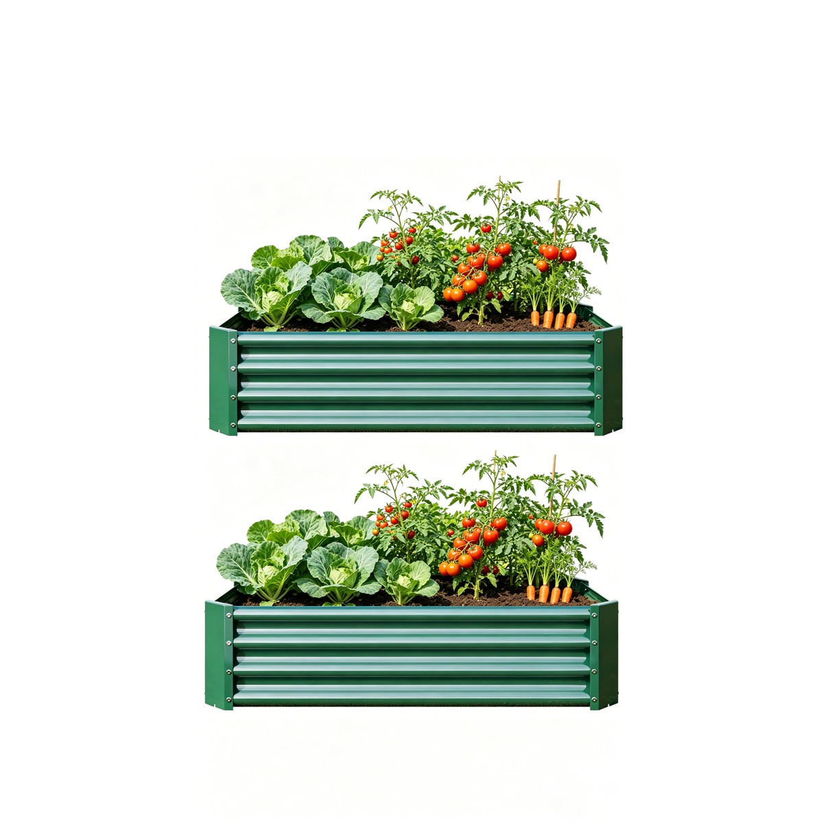 2x4 ft Green Metal Raised Garden Bed, Set of 2