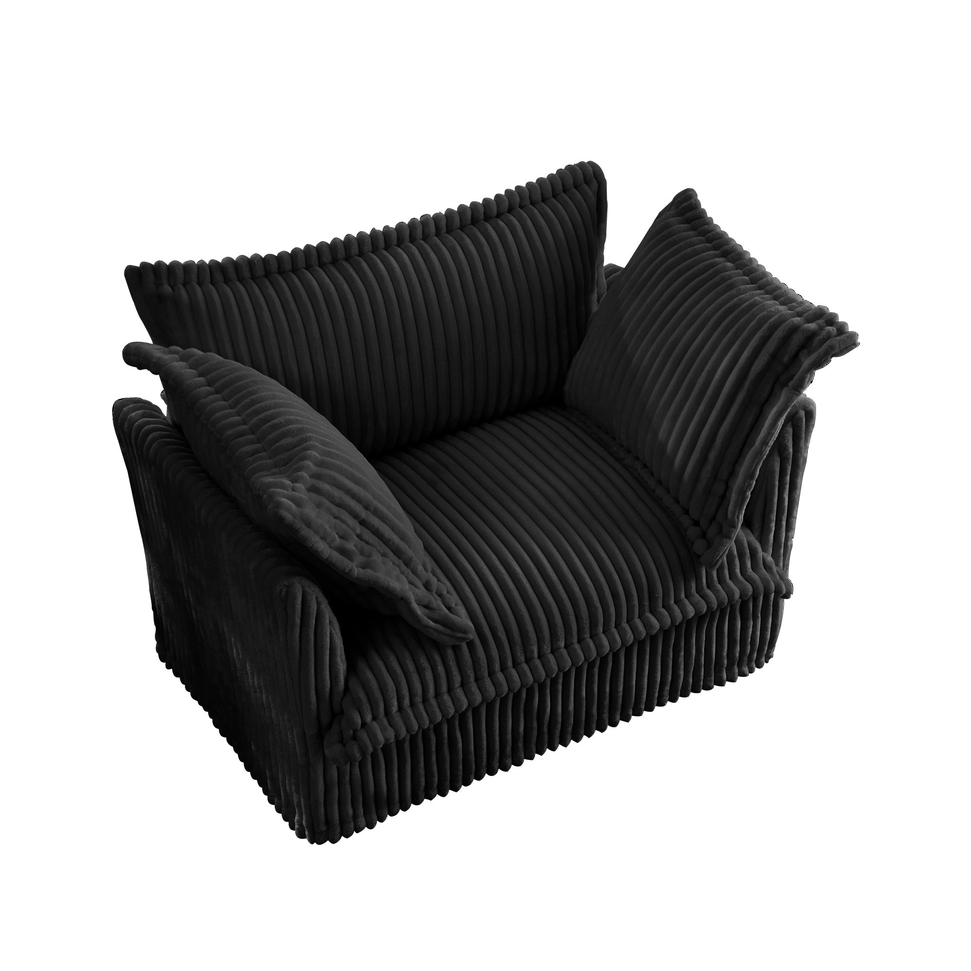 Fluffy Lounge Chair in Corduroy Black #Fabric_Corduroy Black