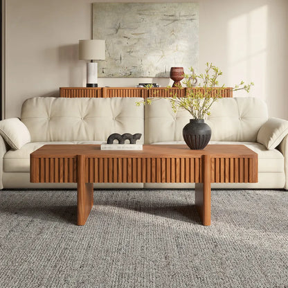 47" Solid Ash Wood Coffee Table with Hidden Storage