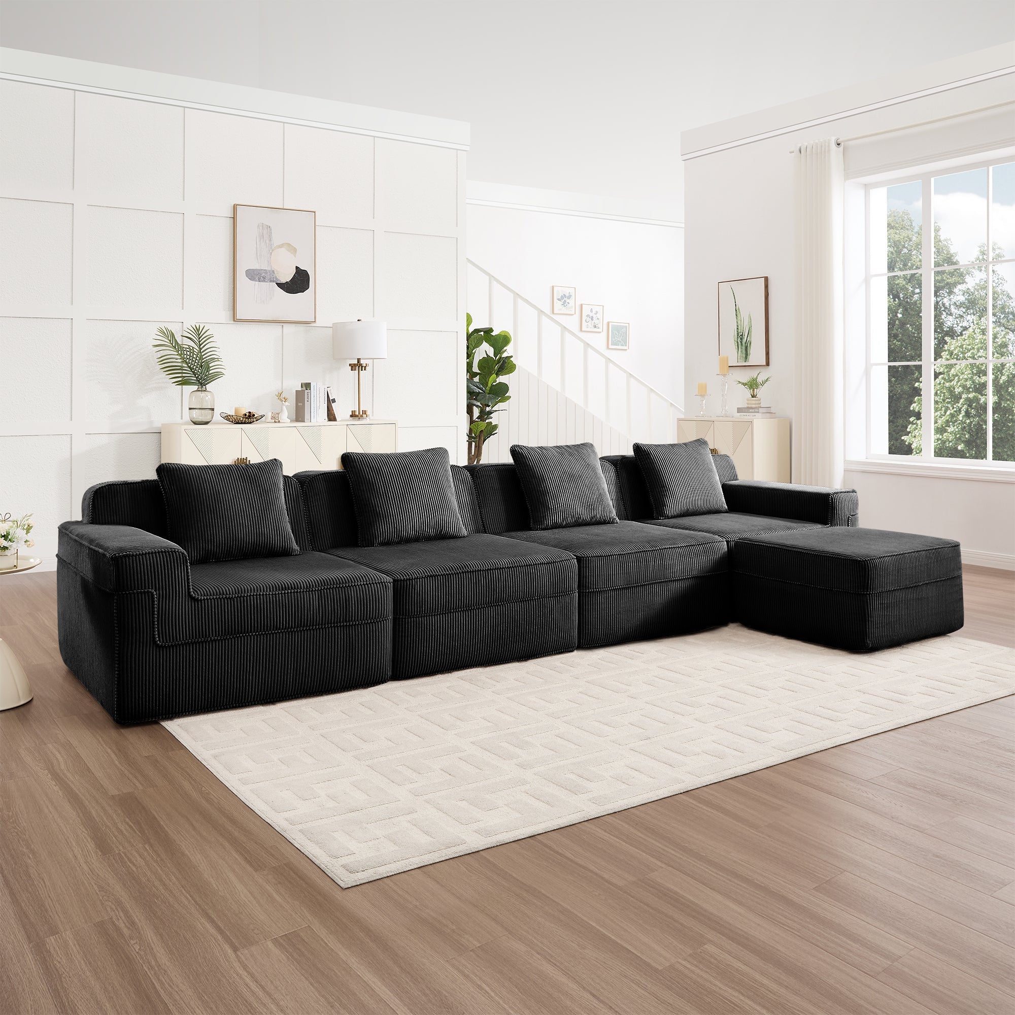 Hudson 4-Seat Boneless Couch in Black #OttOnly_1 #Color_Black
