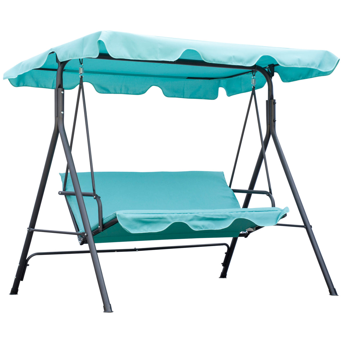 Green Metal Porch Swing with Canopy