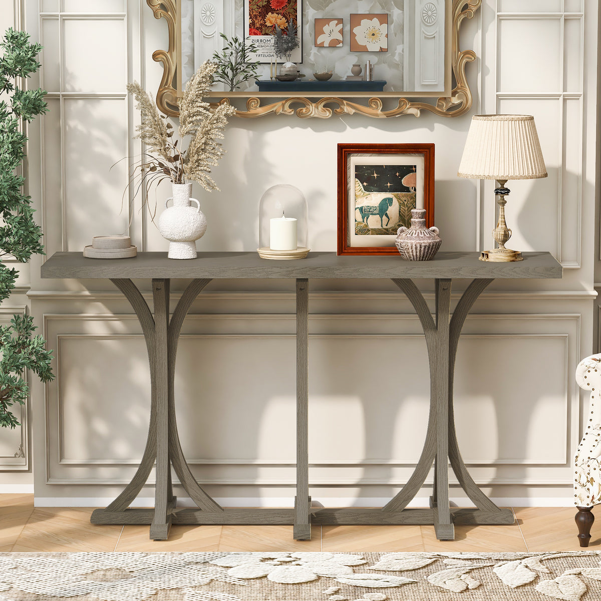 Gray Entryway Console Table, 59.8 in Wide