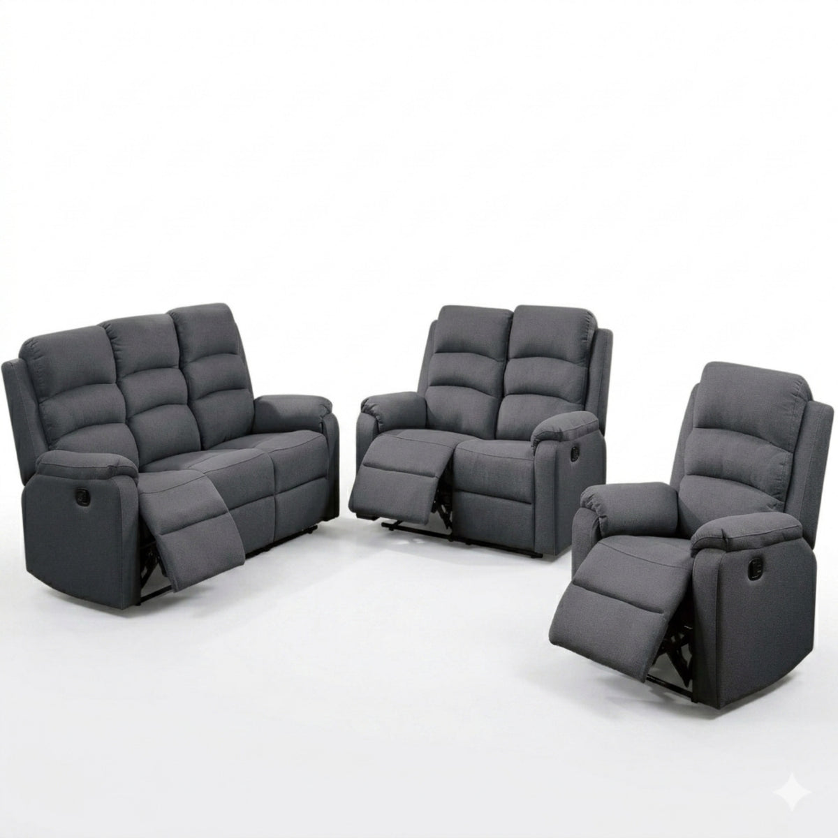 Dark Gray Reclining 3-Piece Living Room Set