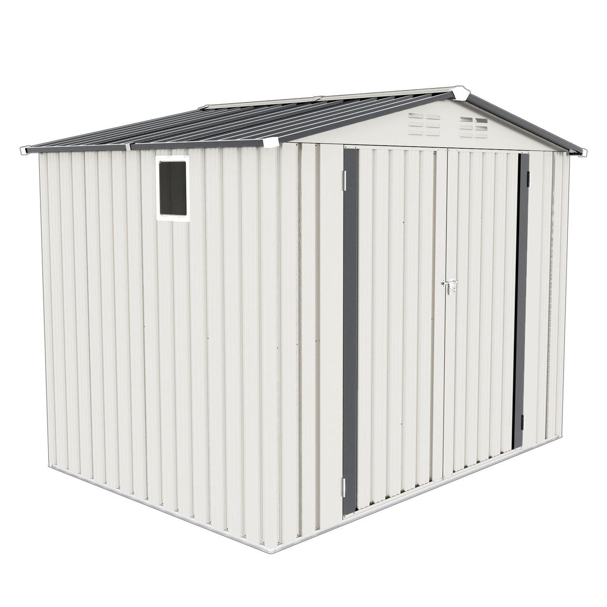 6x8 ft White Metal Storage Shed with Window