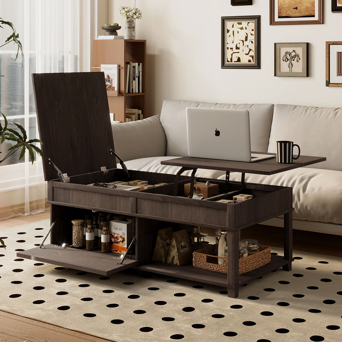 Gray Lift-Top Coffee Table, 46.9 in