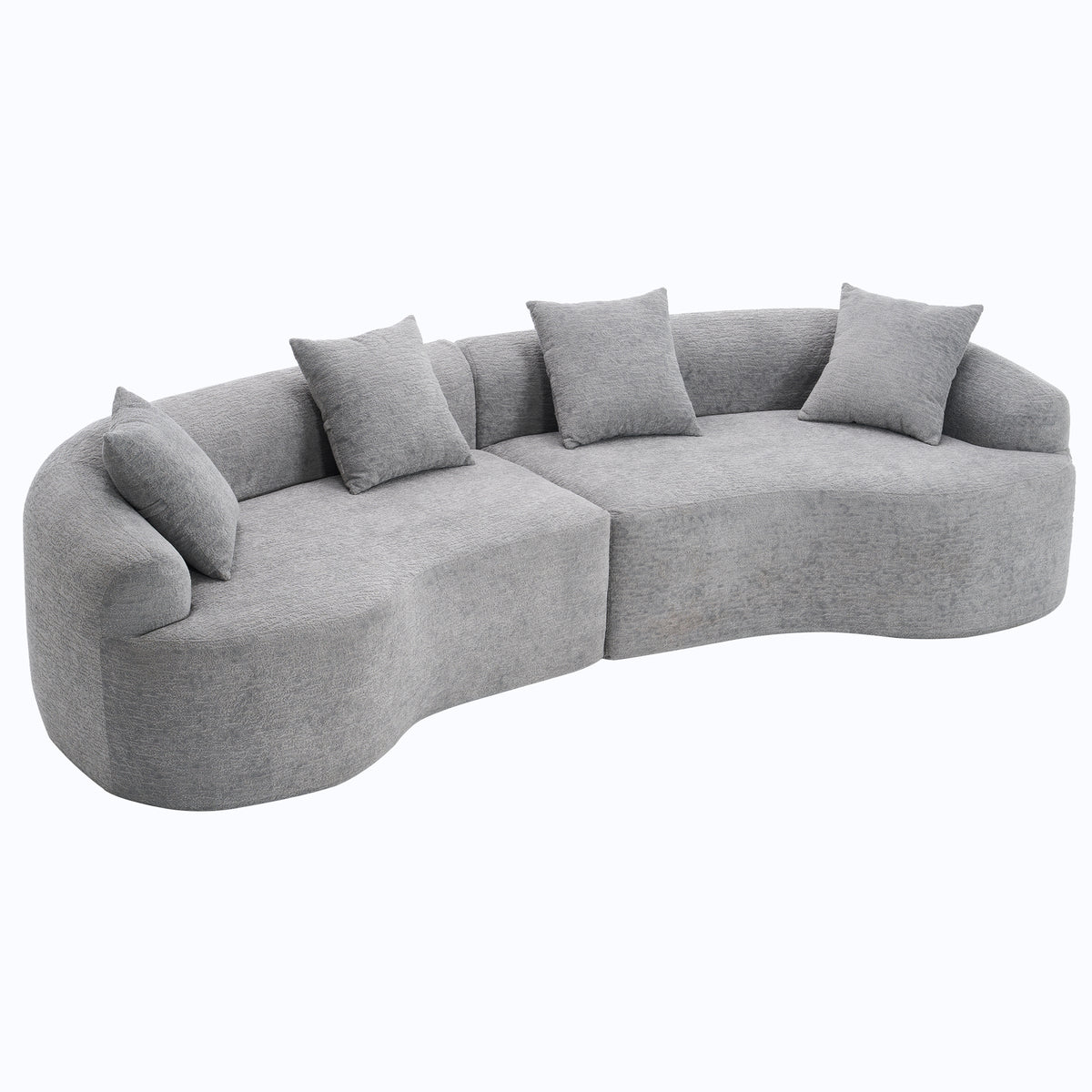 Gray Chenille Modular Sectional Couch, No Assembly, 110 in Wide