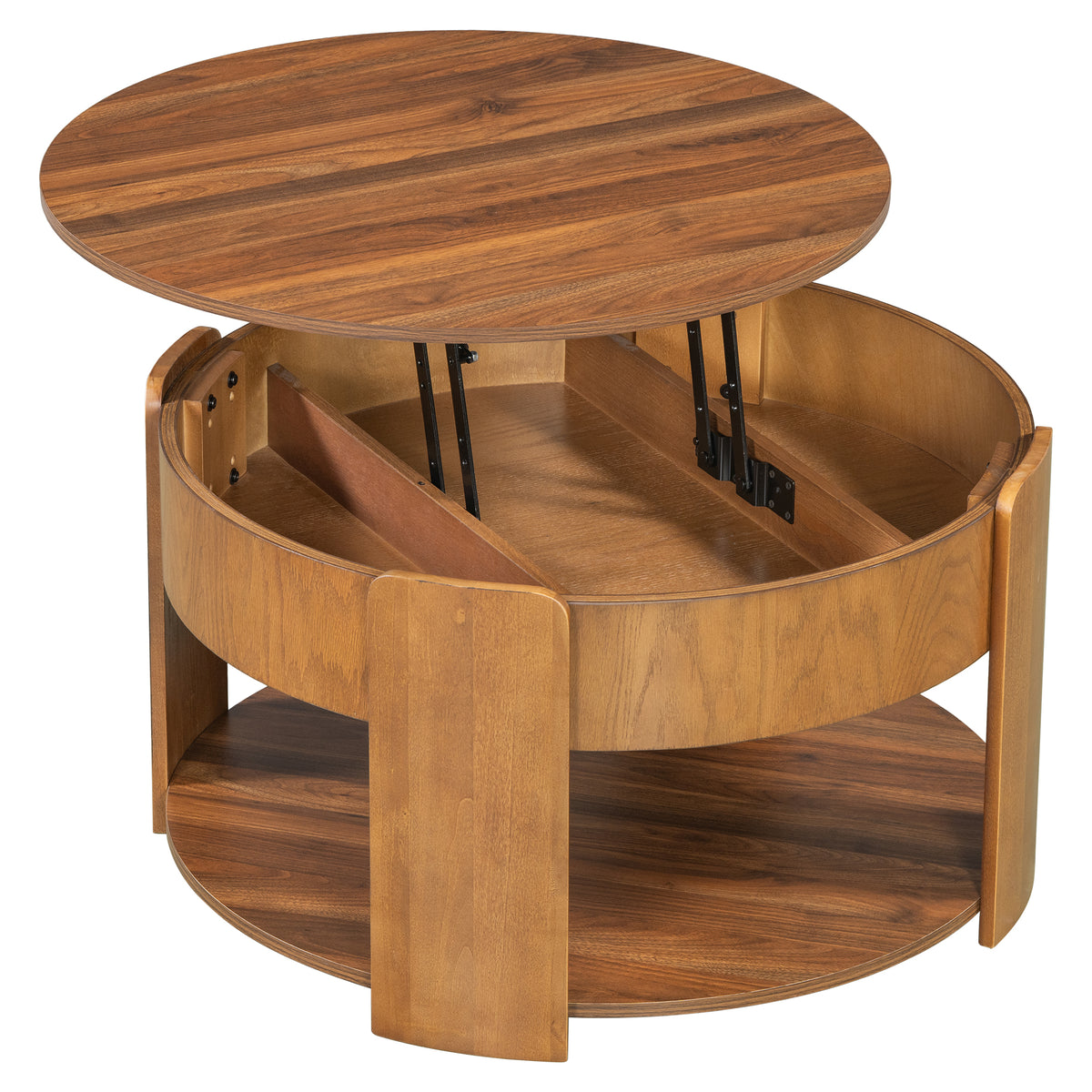Brown Round Lift-Top Coffee Table, 32.5 in