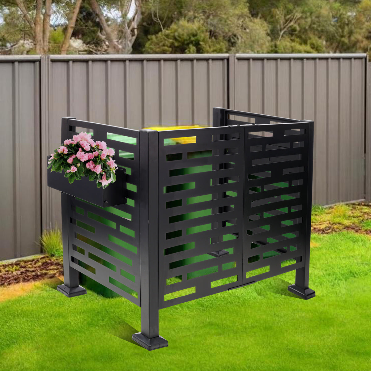 Black Metal Garden Fence, 35.3 in Tall