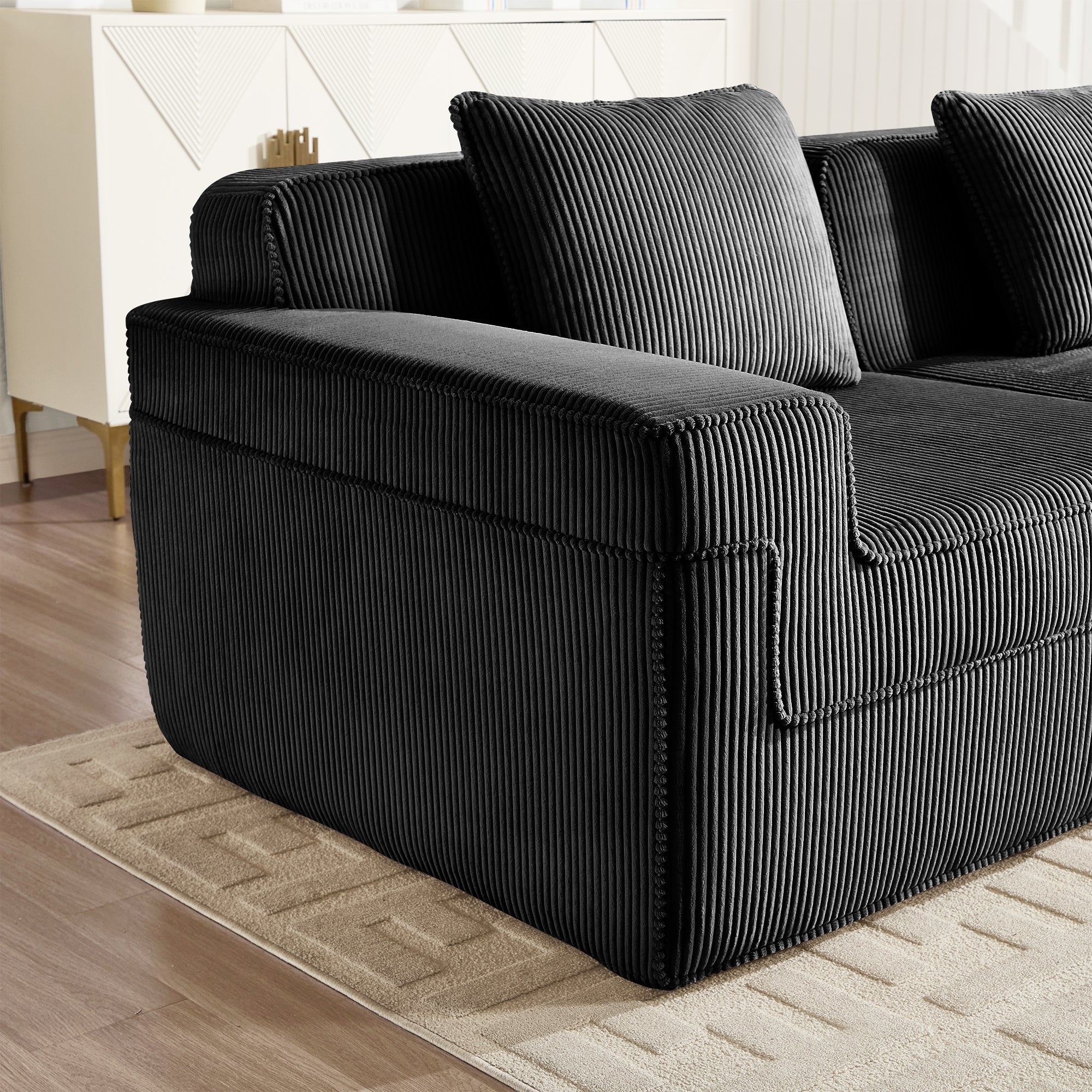 Hudson 2-Seat Boneless Couch in Black #Color_Black