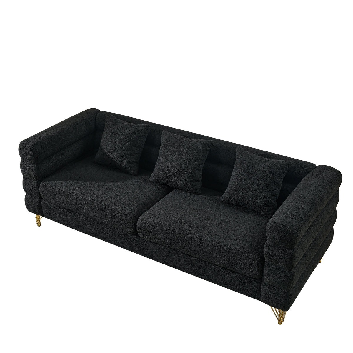Black Sherpa 3-Seat Couch, Deep Seat, 81 in Wide