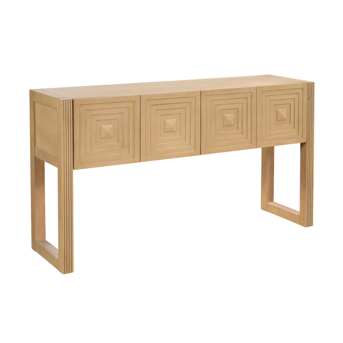 Light Brown Fluted Entryway Console Table with Storage, 54.9 in Wide