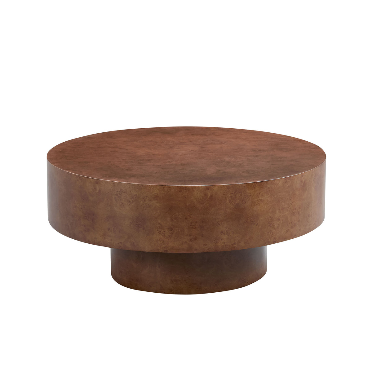 Walnut Round Coffee Table, 31.5 in, Faux Burl Finish