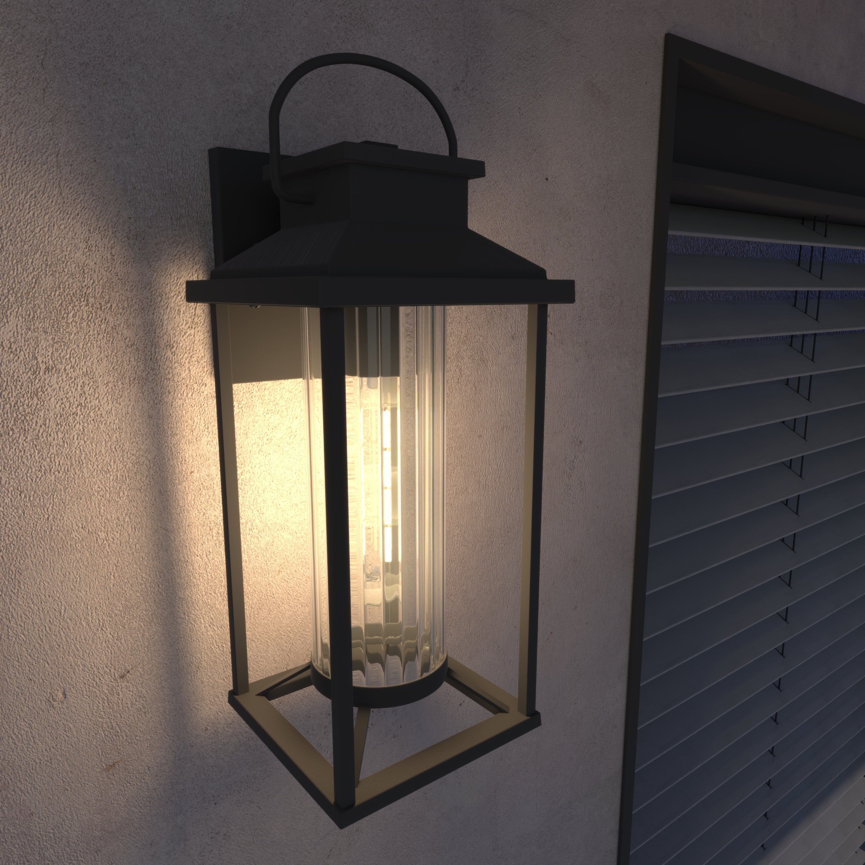 Outdoor Wall Lantern, Wet-Rated Aluminum, Black