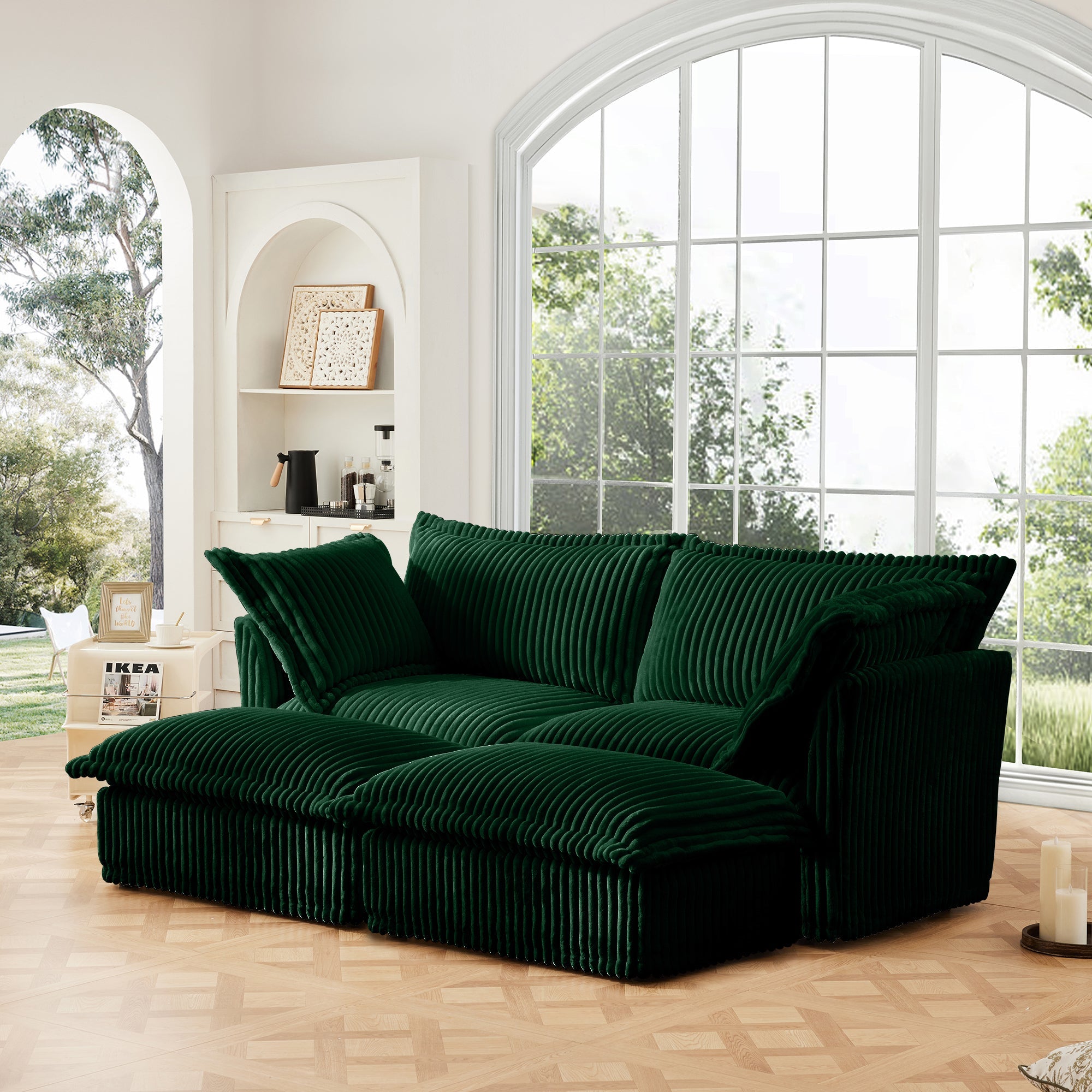 Fluffy 2-Seat Modular Sofa in Corduroy Emerald #OttOnly_2 #Fabric_Corduroy Emerald