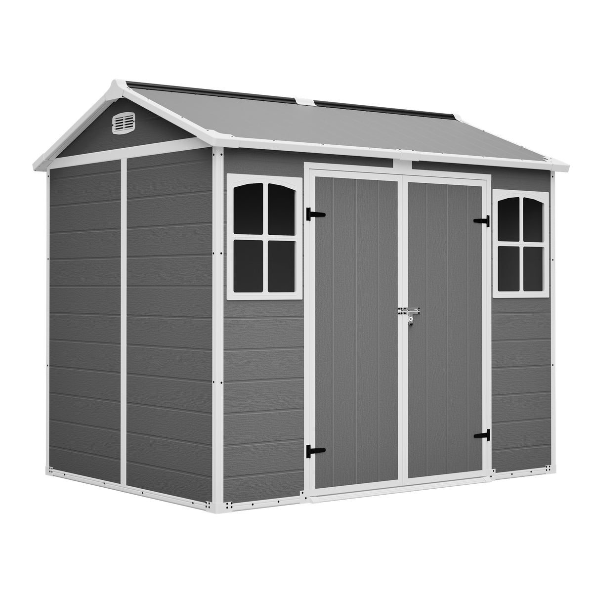 6x8 ft Gray Resin Storage Shed with Floor