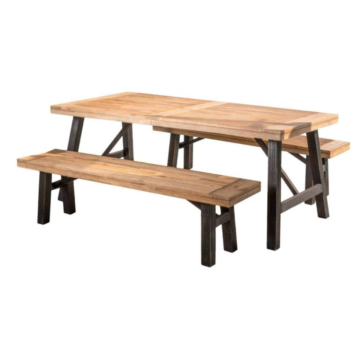 Gray Solid Wood 3-Piece Patio Dining Set