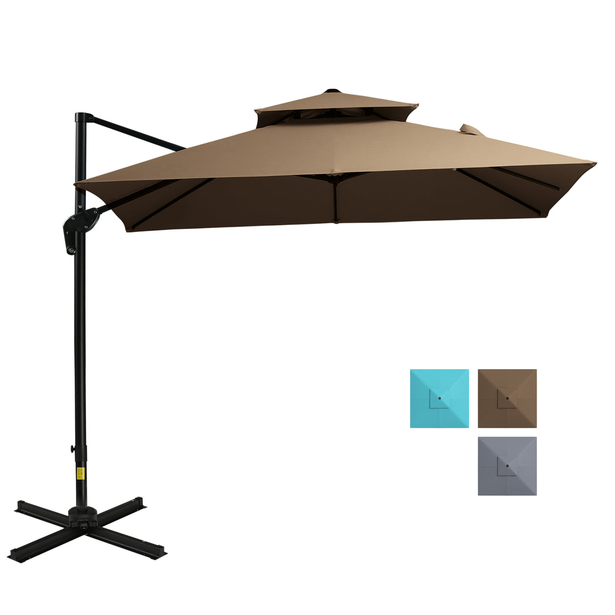 10 ft Coffee Metal Cantilever Patio Umbrella with Tilt