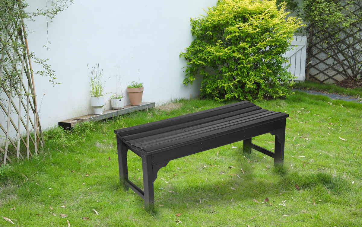 Black HDPE Adirondack Bench, 46.1 in Wide