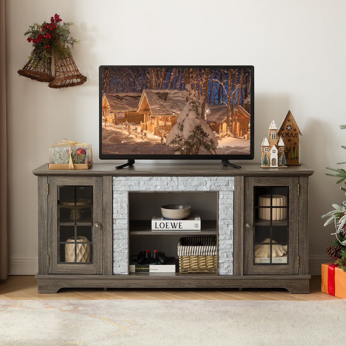 Gray Entertainment Center for TVs up to 65 in, 58.3 in Wide