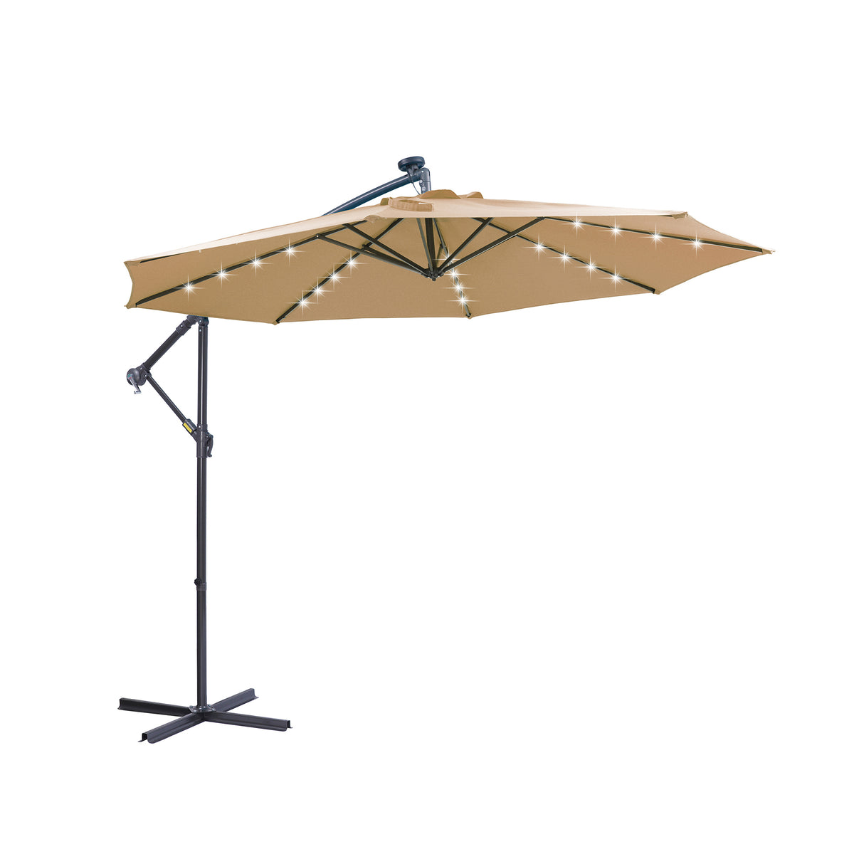 10 ft Taupe Cantilever Patio Umbrella with Solar Lights