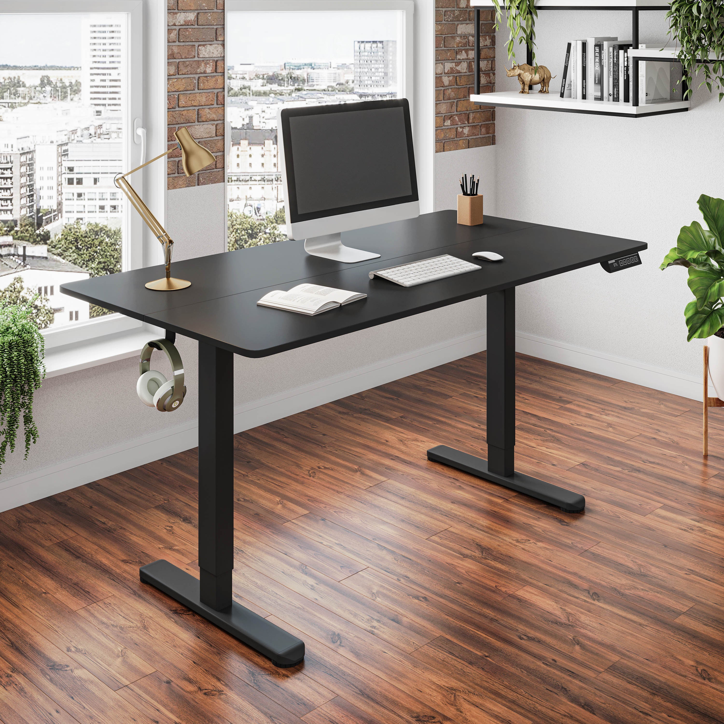 Height Adjustable Standing Desk, 47.3 in, Black