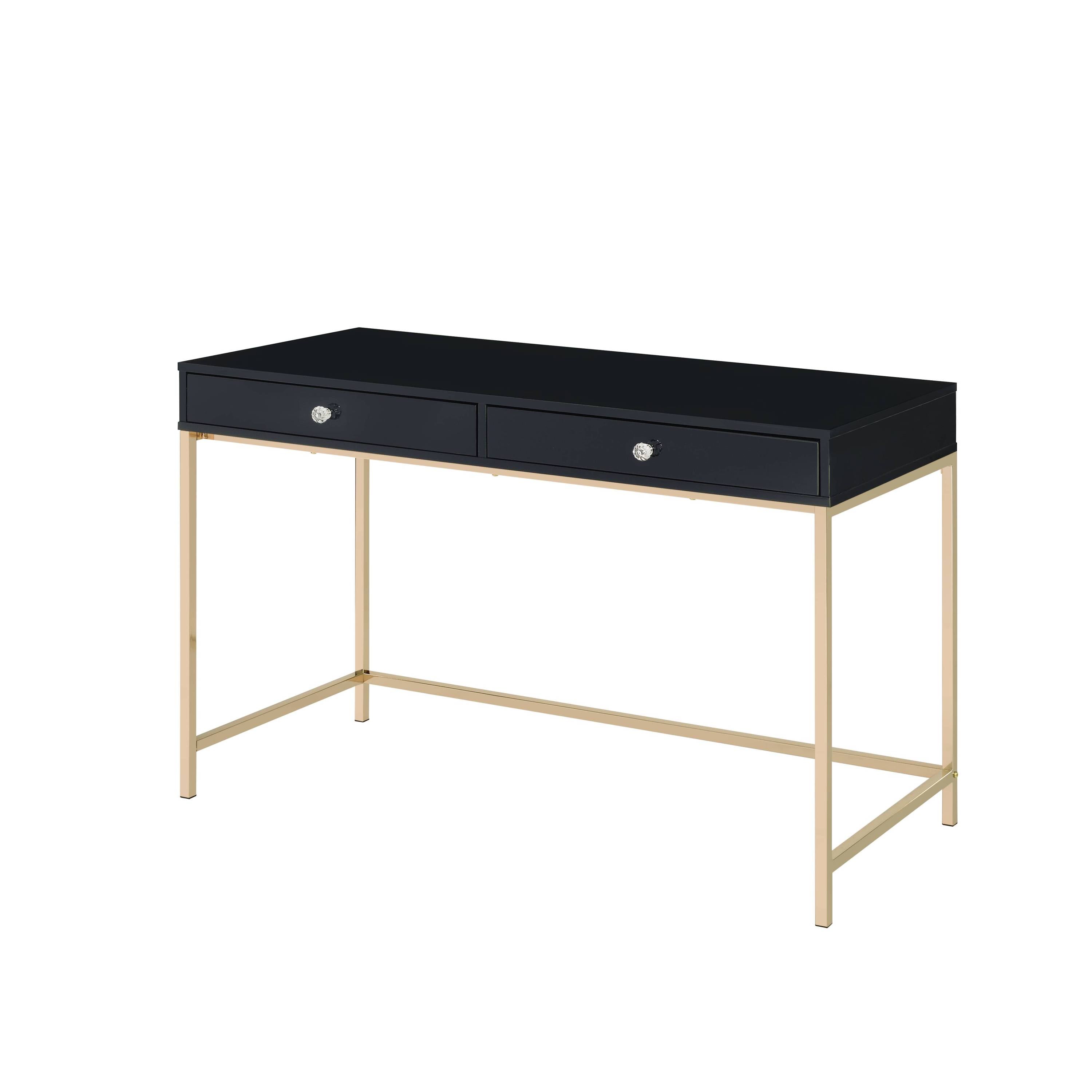 Writing Desk with Drawers, 47.5 in, Black