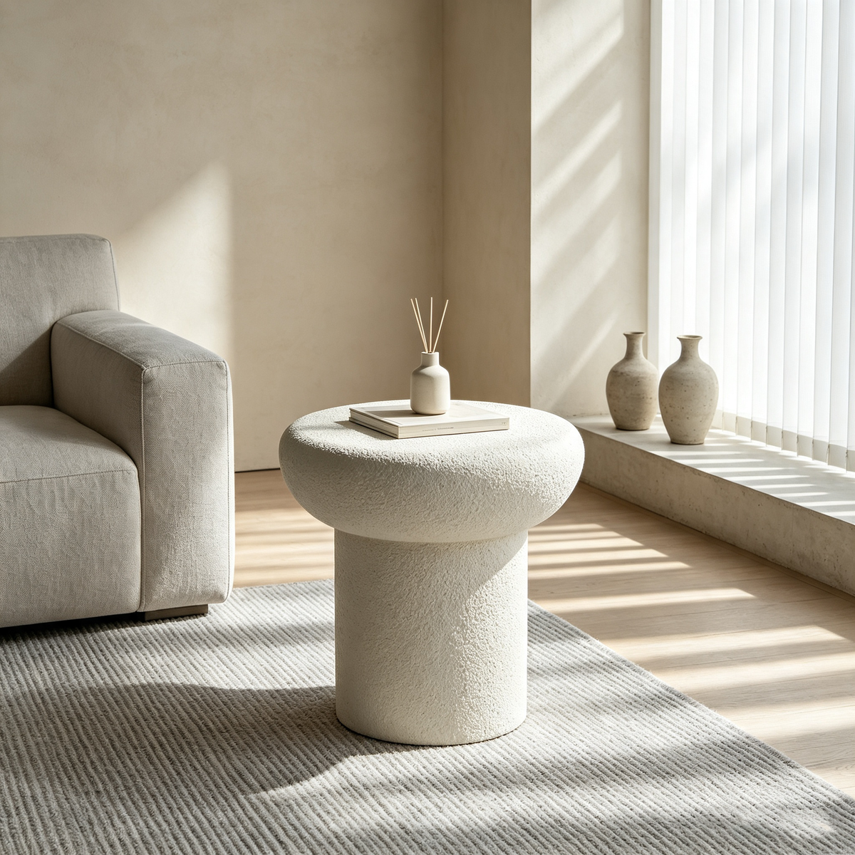 White Round Side Table