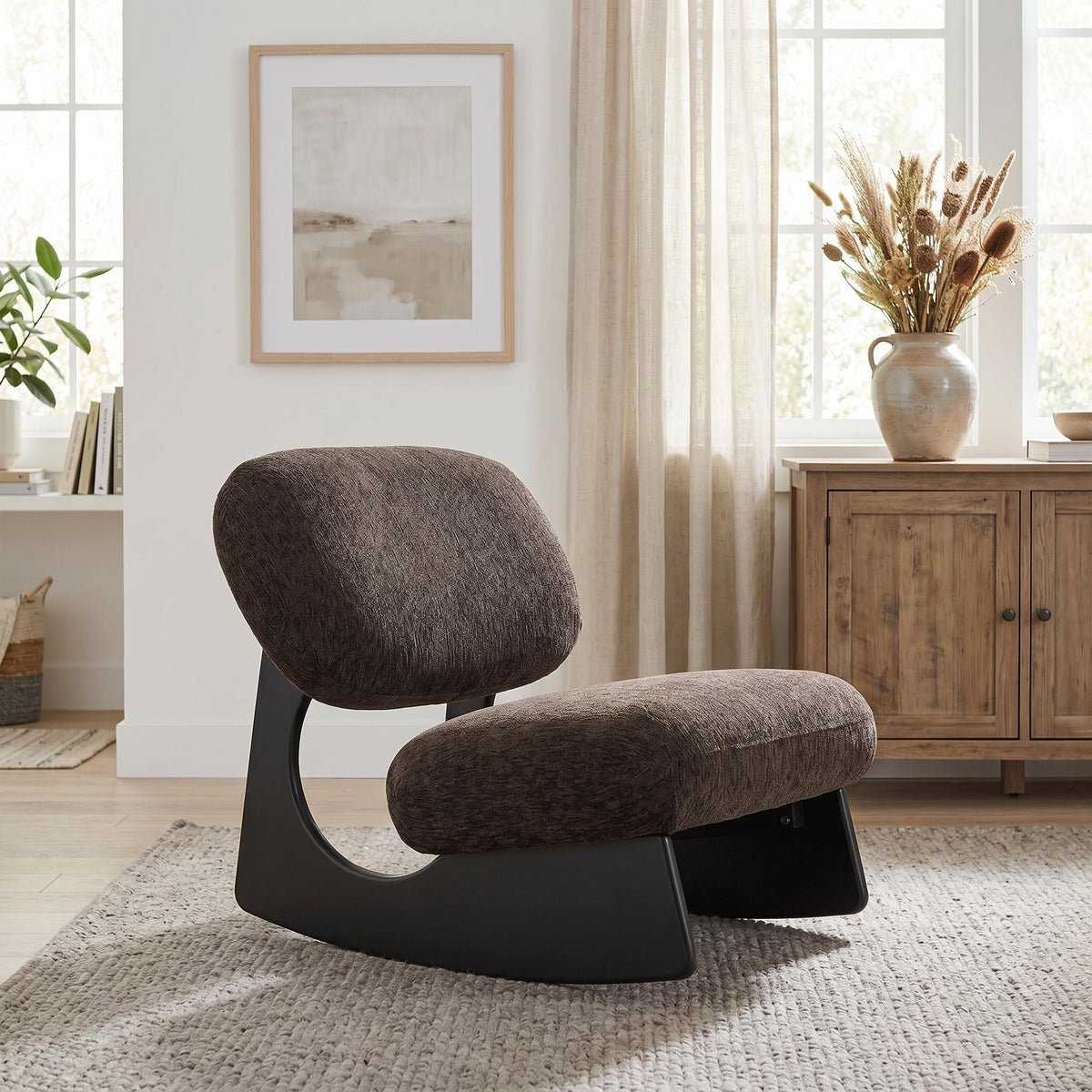 Dark Brown Chenille Rocking Chair, Nursery