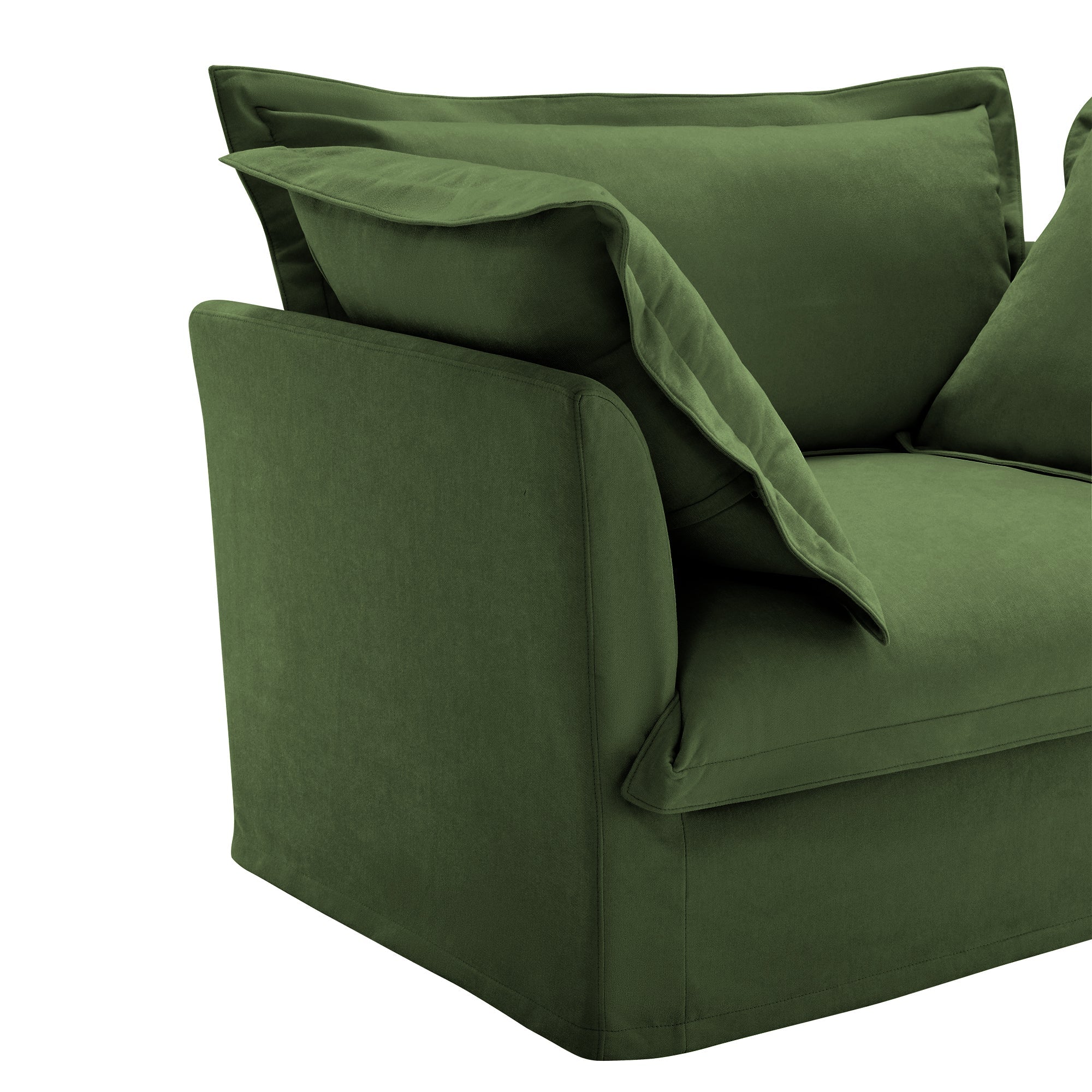 Fluffy 2-Seat Modular Sofa in Chenille Olive #Fabric_Chenille Olive