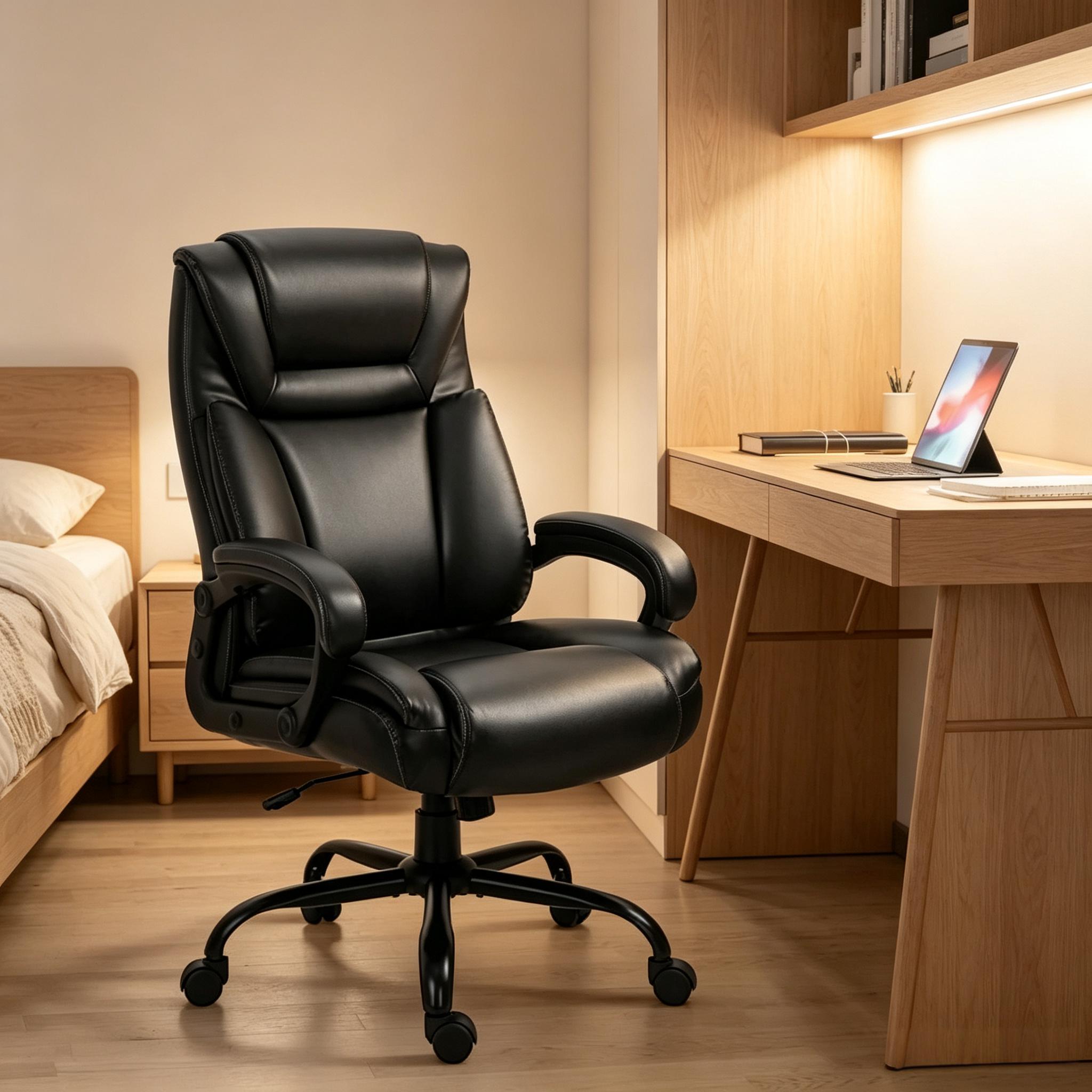 Big and Tall Height Adjustable Modern Office Chair, 400 lb Capacity, Black