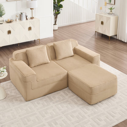 Boneless Couch –  2 Seater with Ottoman, Camel