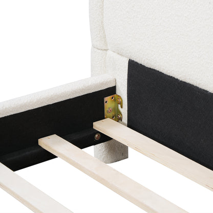 Close-up of headboard-to-frame bracket and slat connection