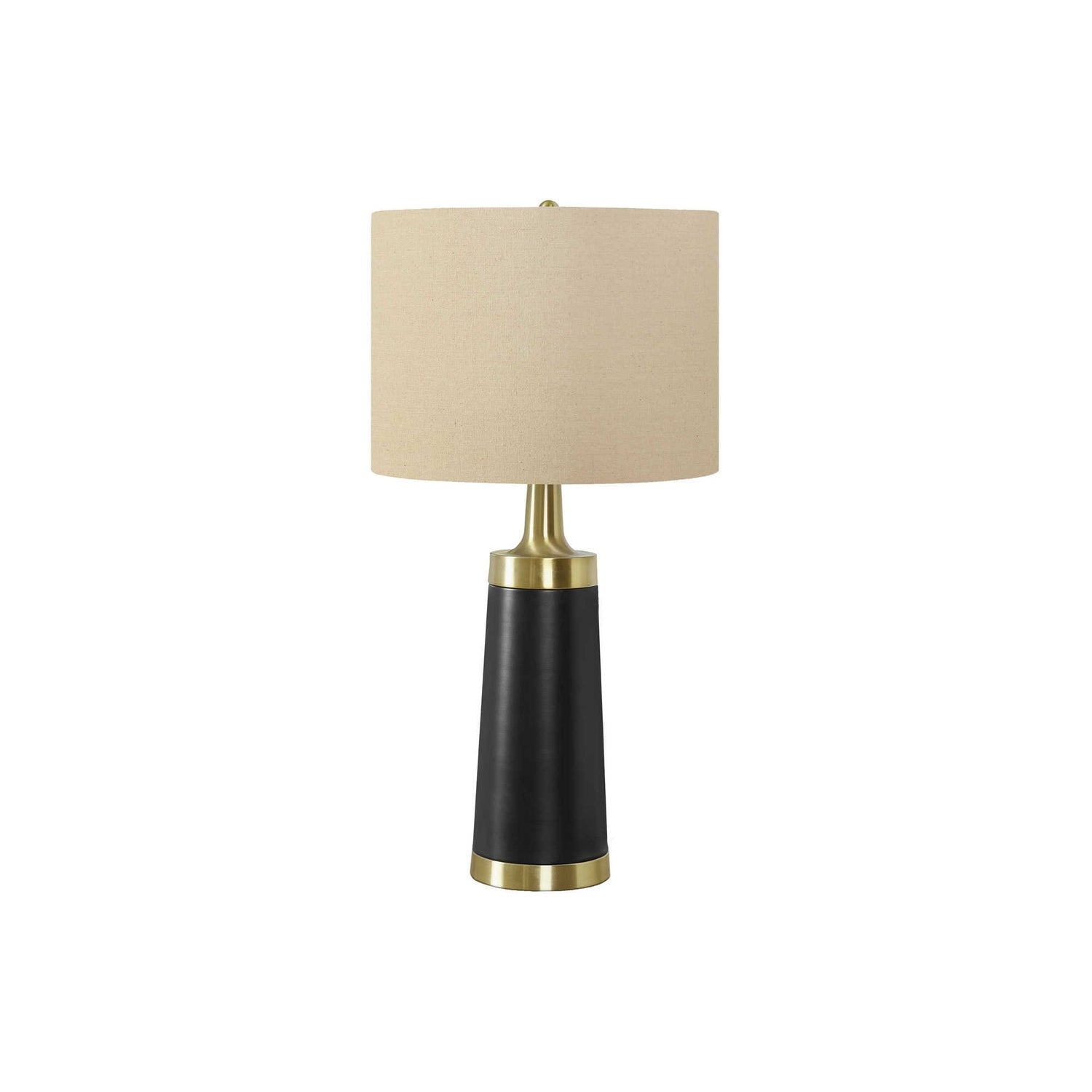 Table Lamp with Linen Shade and Metal Base in Black