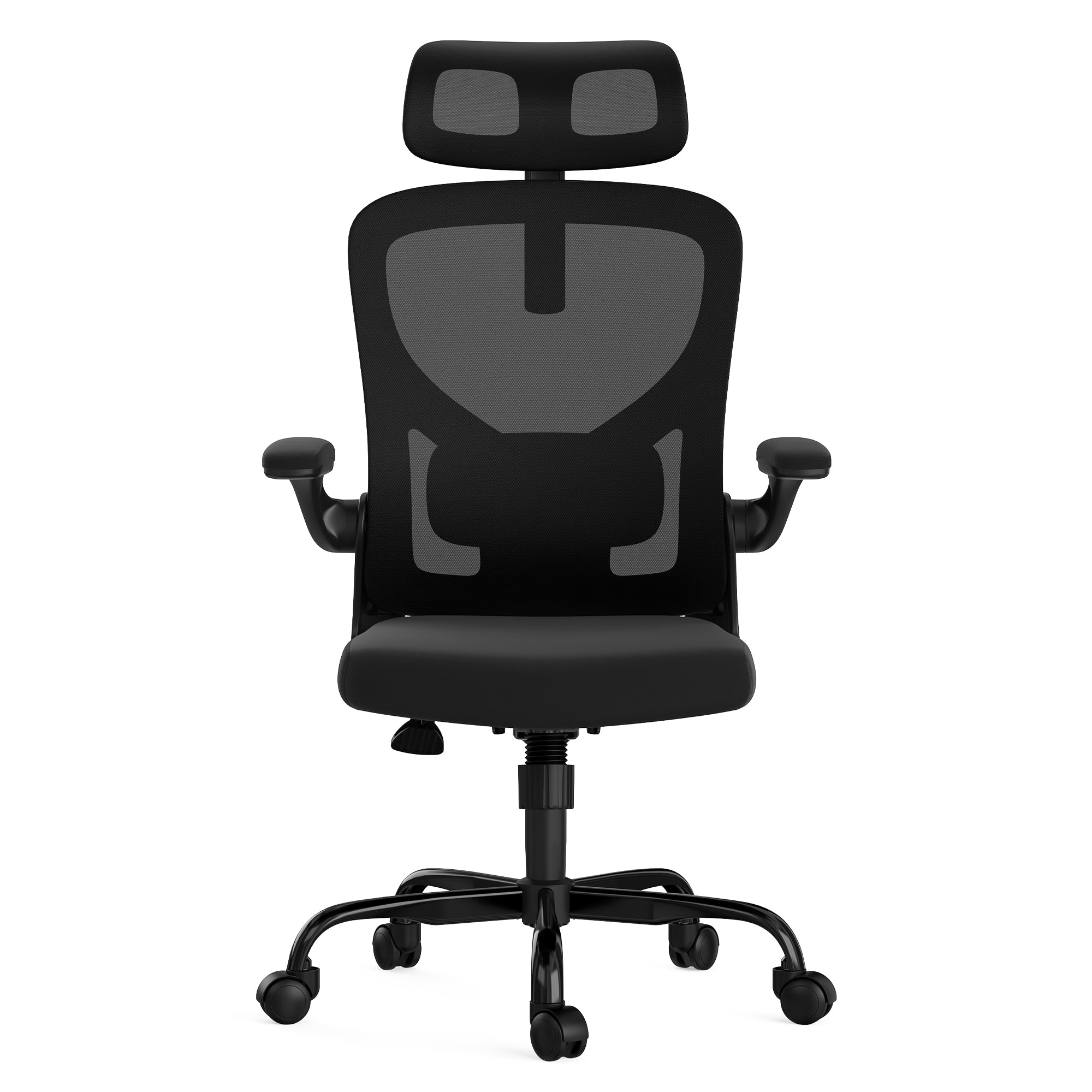Lumbar Support Ergonomic Office Chair, 23.4 in, Black, 23.43 in Deep
