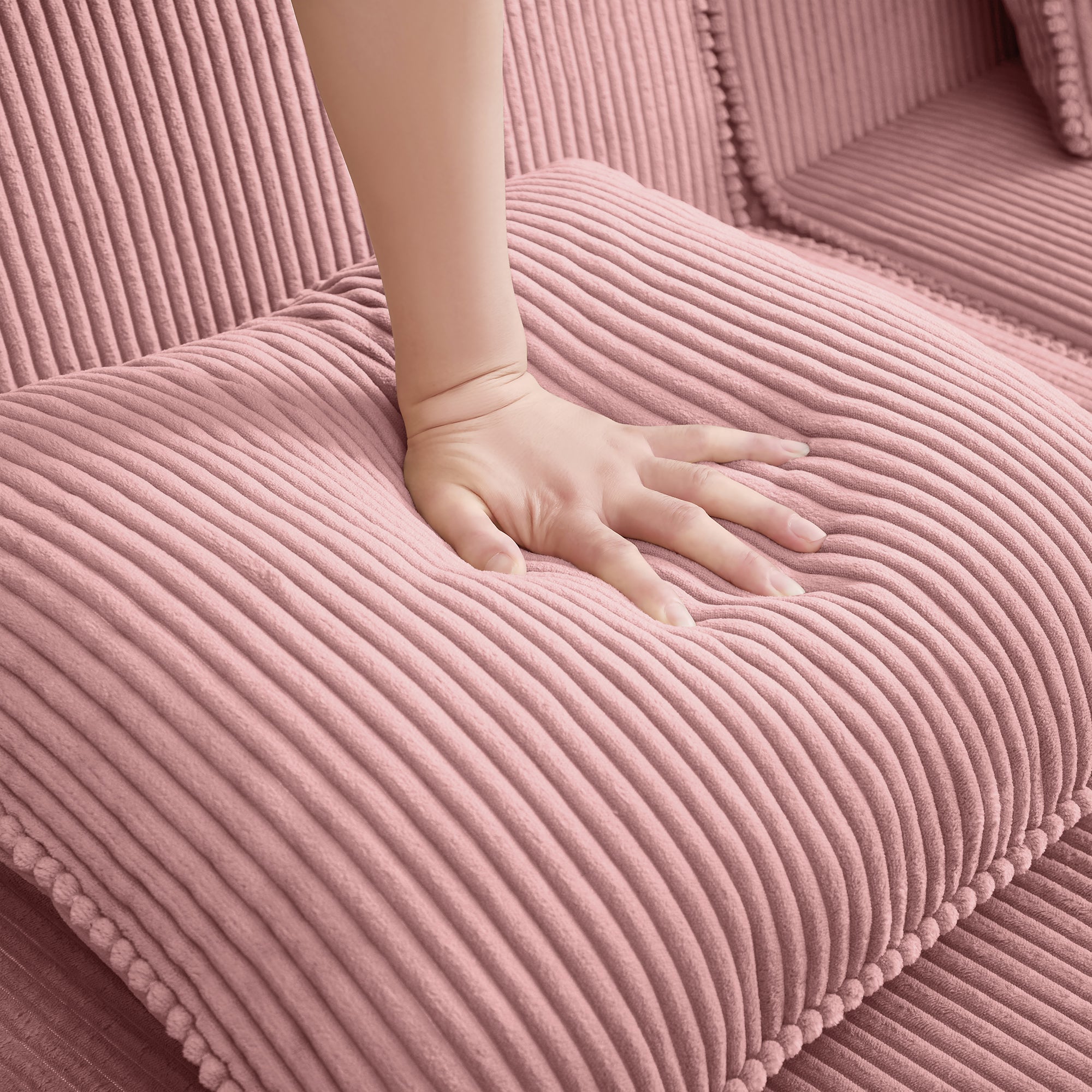 Hudson 4-Seat Boneless Couch in Pink #Color_Pink