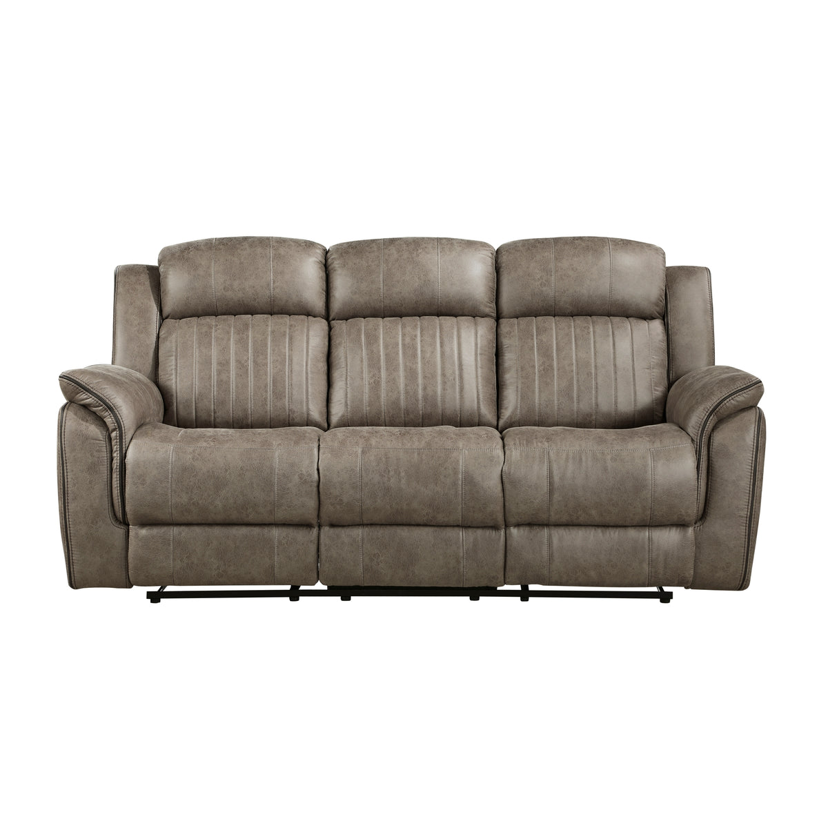 Brown Microfiber Reclining Sofa, 83.5 in Wide
