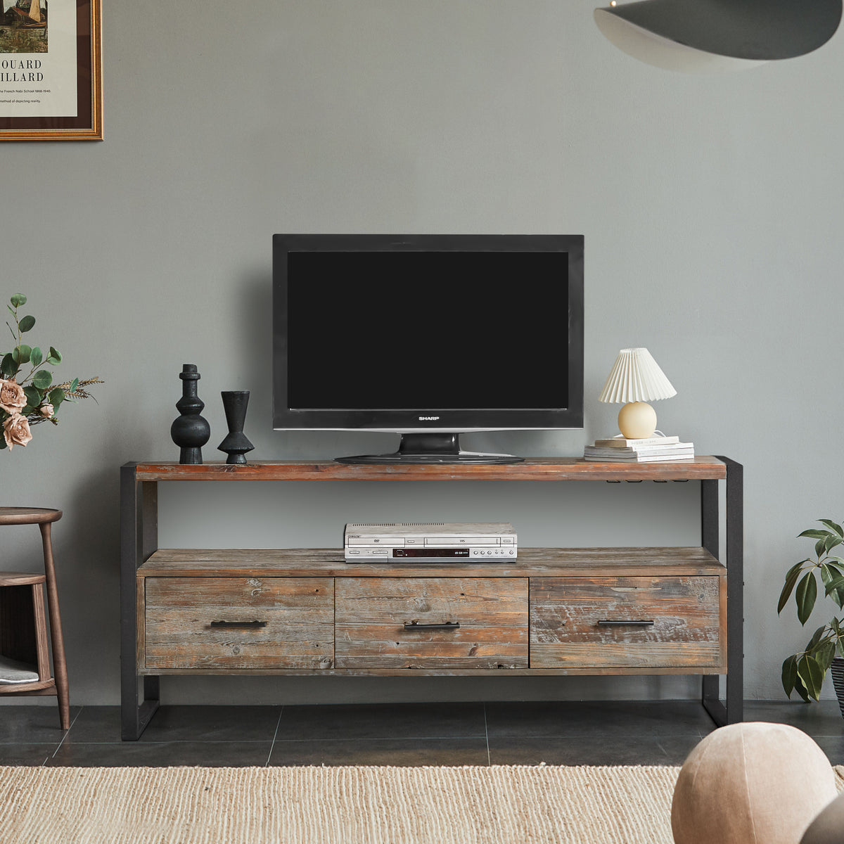 Gray TV Stand, 60 in Wide