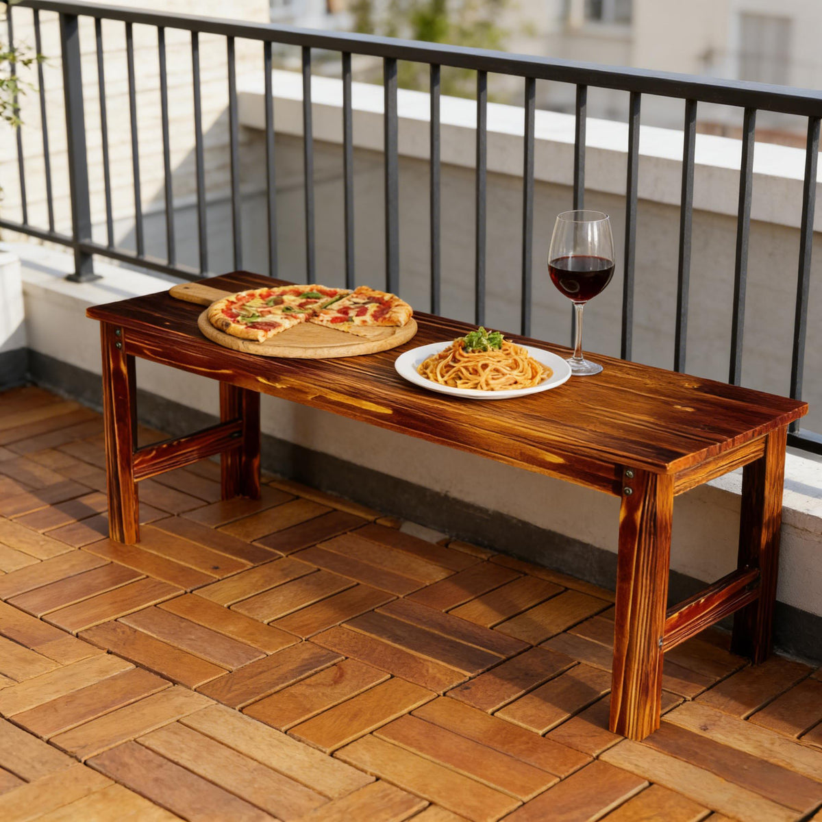 Solid Pine Outdoor Bench, 47.2 in Wide